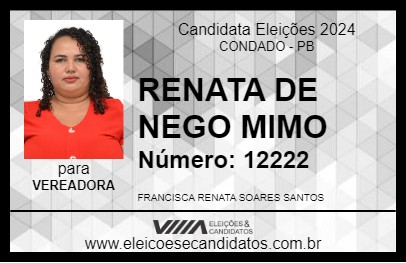 Candidato RENATA DE NEGO MIMO 2024 - CONDADO - Eleições