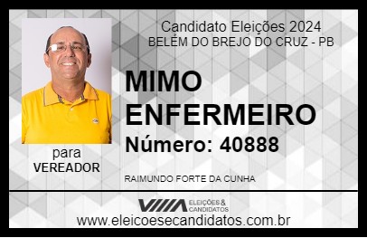 Candidato MIMO ENFERMEIRO 2024 - BELÉM DO BREJO DO CRUZ - Eleições