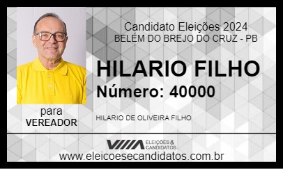 Candidato HILARIO FILHO 2024 - BELÉM DO BREJO DO CRUZ - Eleições