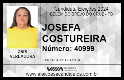 Candidato JOSEFA COSTUREIRA  2024 - BELÉM DO BREJO DO CRUZ - Eleições