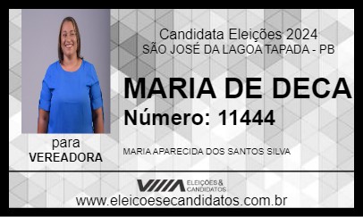 Candidato MARIA DE DECA 2024 - SÃO JOSÉ DA LAGOA TAPADA - Eleições