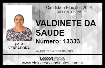 Candidato VALDINETE DA SAUDE 2024 - RIO TINTO - Eleições