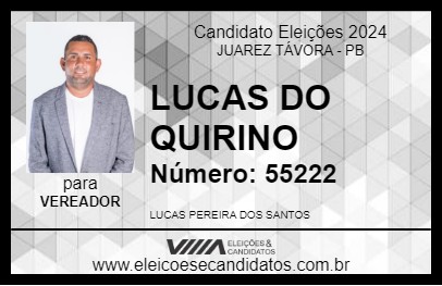 Candidato LUCAS DO QUIRINO 2024 - JUAREZ TÁVORA - Eleições