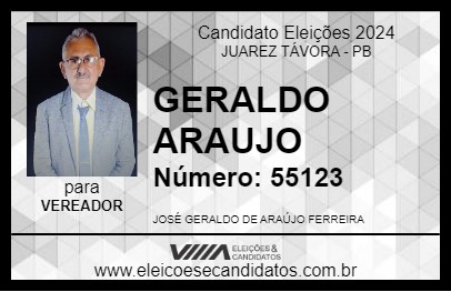 Candidato GERALDO ARAUJO 2024 - JUAREZ TÁVORA - Eleições