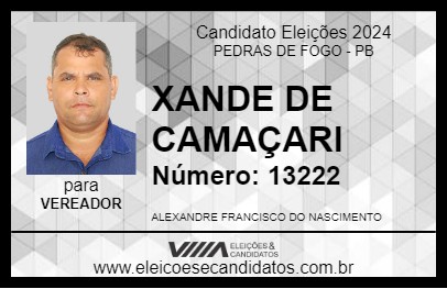 Candidato XANDE DE CAMAÇARI 2024 - PEDRAS DE FOGO - Eleições