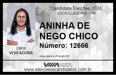 Candidato ANINHA DE NEGO CHICO 2024 - JOCA CLAUDINO - Eleições