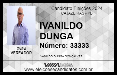 Candidato IVANILDO DUNGA 2024 - CAJAZEIRAS - Eleições