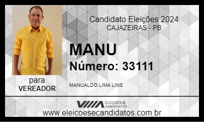 Candidato MANU 2024 - CAJAZEIRAS - Eleições