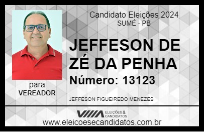 Candidato JEFFESON DE ZÉ DA PENHA 2024 - SUMÉ - Eleições