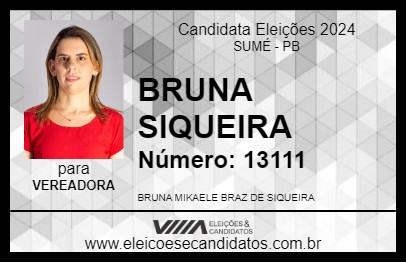 Candidato BRUNA SIQUEIRA 2024 - SUMÉ - Eleições