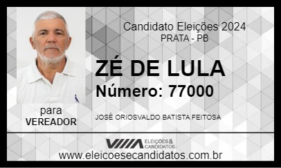 Candidato ZÉ DE LULA 2024 - PRATA - Eleições