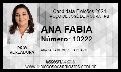 Candidato ANA FABIA 2024 - POÇO DE JOSÉ DE MOURA - Eleições