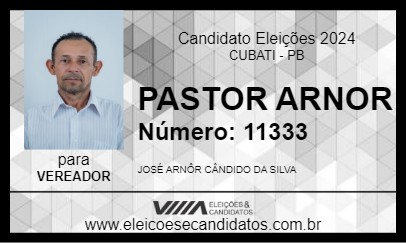 Candidato PASTOR ARNOR 2024 - CUBATI - Eleições