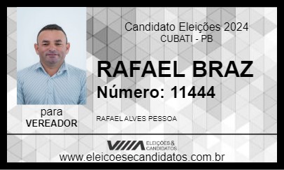 Candidato RAFAEL BRAZ 2024 - CUBATI - Eleições