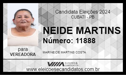 Candidato NEIDE MARTINS 2024 - CUBATI - Eleições