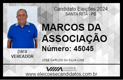 Candidato MARCOS DA ASSOCIAÇÃO 2024 - SANTA RITA - Eleições