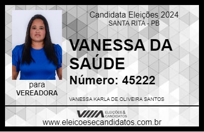 Candidato VANESSA DA SAÚDE 2024 - SANTA RITA - Eleições