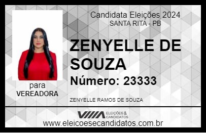 Candidato ZENYELLE DE SOUZA 2024 - SANTA RITA - Eleições