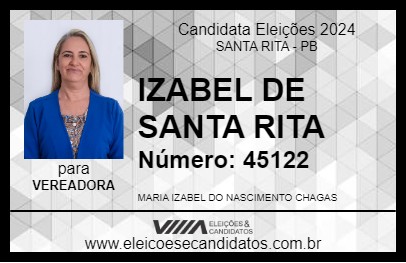 Candidato IZABEL DE SANTA RITA 2024 - SANTA RITA - Eleições