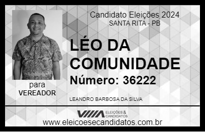 Candidato LÉO DA COMUNIDADE 2024 - SANTA RITA - Eleições