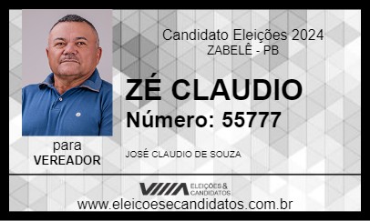 Candidato ZÉ CLAUDIO 2024 - ZABELÊ - Eleições