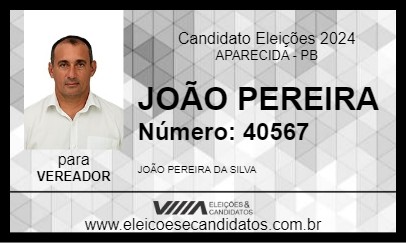 Candidato JOÃO PEREIRA 2024 - APARECIDA - Eleições