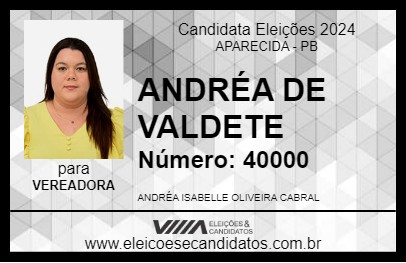 Candidato ANDRÉA DE VALDETE 2024 - APARECIDA - Eleições