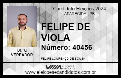 Candidato FELIPE DE VIOLA 2024 - APARECIDA - Eleições