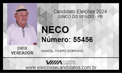 Candidato NECO 2024 - JUNCO DO SERIDÓ - Eleições