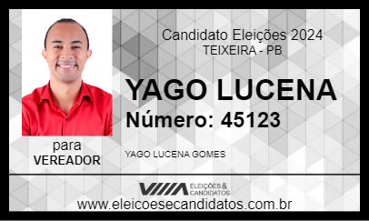 Candidato YAGO LUCENA 2024 - TEIXEIRA - Eleições