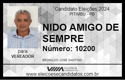 Candidato NIDO AMIGO DE SEMPRE 2024 - PITIMBU - Eleições