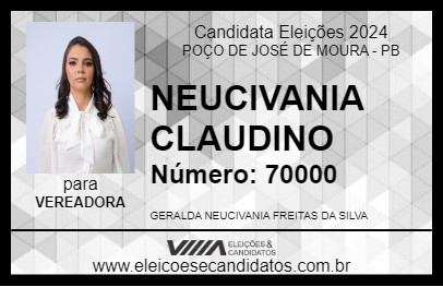 Candidato NEUCIVANIA CLAUDINO 2024 - POÇO DE JOSÉ DE MOURA - Eleições