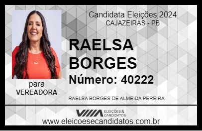 Candidato RAELSA BORGES 2024 - CAJAZEIRAS - Eleições