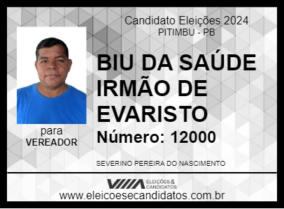 Candidato BIU DA SAÚDE IRMÃO DE EVARISTO 2024 - PITIMBU - Eleições