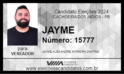 Candidato JAYME 2024 - CACHOEIRA DOS ÍNDIOS - Eleições