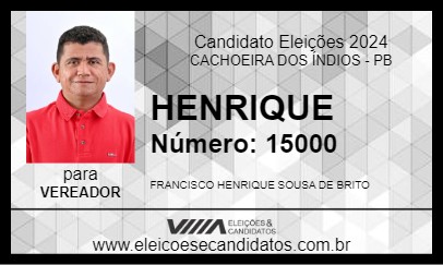 Candidato HENRIQUE 2024 - CACHOEIRA DOS ÍNDIOS - Eleições