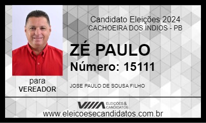 Candidato ZÉ PAULO 2024 - CACHOEIRA DOS ÍNDIOS - Eleições