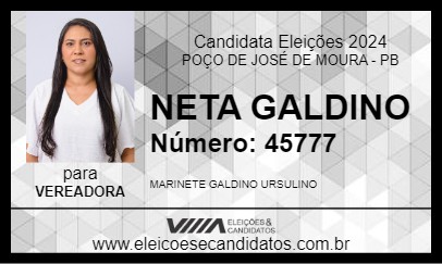 Candidato NETA GALDINO 2024 - POÇO DE JOSÉ DE MOURA - Eleições