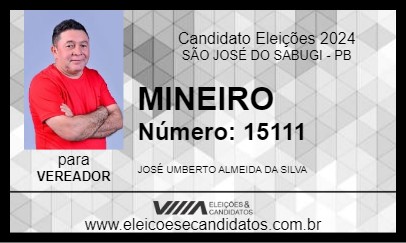 Candidato MINEIRO 2024 - SÃO JOSÉ DO SABUGI - Eleições