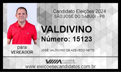 Candidato VALDIVINO 2024 - SÃO JOSÉ DO SABUGI - Eleições