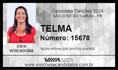 Candidato TELMA 2024 - SÃO JOSÉ DO SABUGI - Eleições