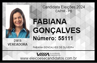 Candidato FABIANA GONÇALVES 2024 - CAPIM - Eleições