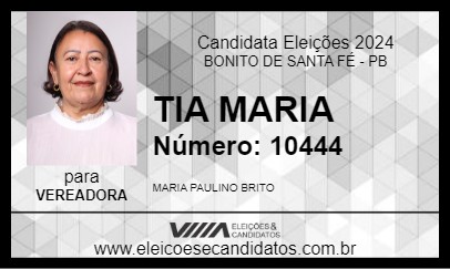 Candidato TIA MARIA 2024 - BONITO DE SANTA FÉ - Eleições