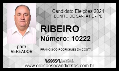 Candidato RIBEIRO 2024 - BONITO DE SANTA FÉ - Eleições