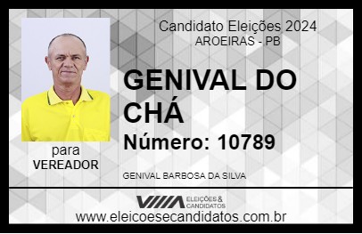 Candidato GENIVAL DO CHÁ 2024 - AROEIRAS - Eleições