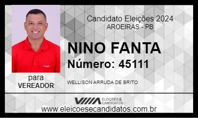 Candidato NINO FANTA 2024 - AROEIRAS - Eleições