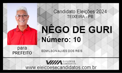 Candidato NÊGO DE GURI 2024 - TEIXEIRA - Eleições