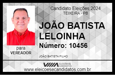 Candidato JOÃO BATISTA LELOINHA 2024 - TEIXEIRA - Eleições