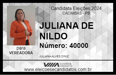 Candidato JULIANA DE NILDO 2024 - CACIMBAS - Eleições