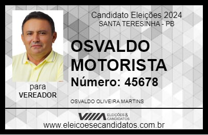 Candidato OSVALDO MOTORISTA 2024 - SANTA TERESINHA - Eleições